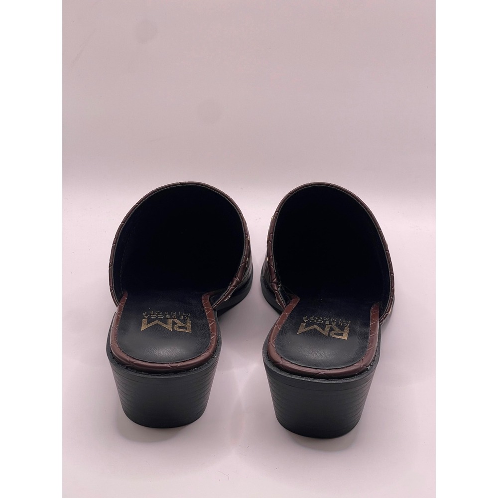 Rebecca Minkoff Barb Woven Mules Dark Brown Studded Pointed Toe Clogs 7M - Picture 2 of 7